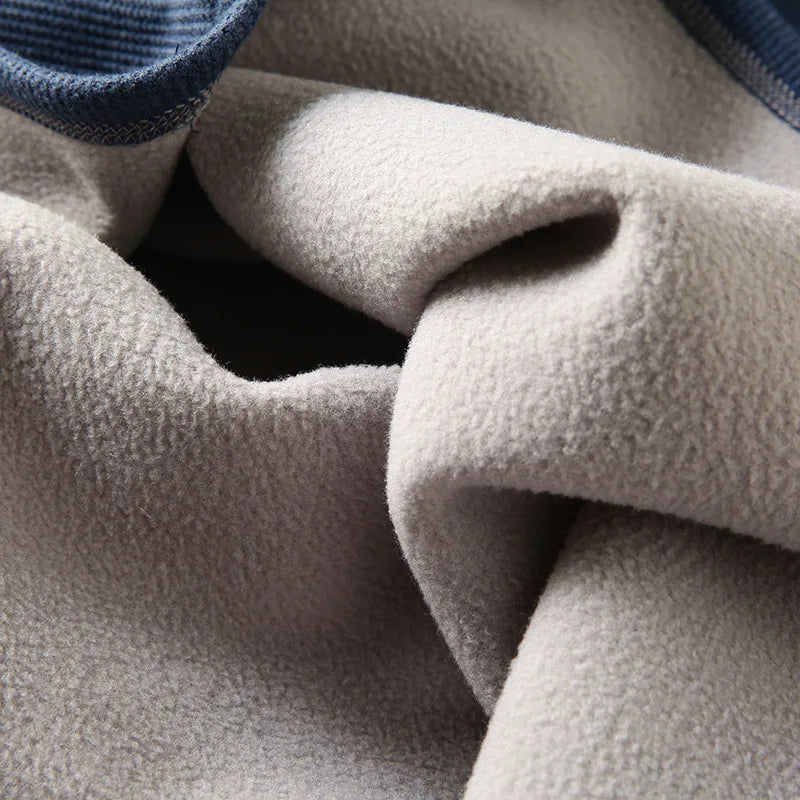 Men's Fleece - Lined Thickened Long - Sleeved Henley Neck Waffle Knit T - Shirt