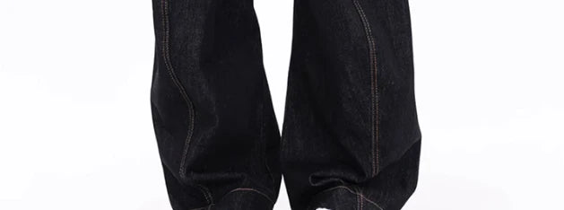 American Retro Deconstructed Bla Knife  Jeans Women's Loose Silhouette Wide Leg Floor Length Trousers Casual High Waist...