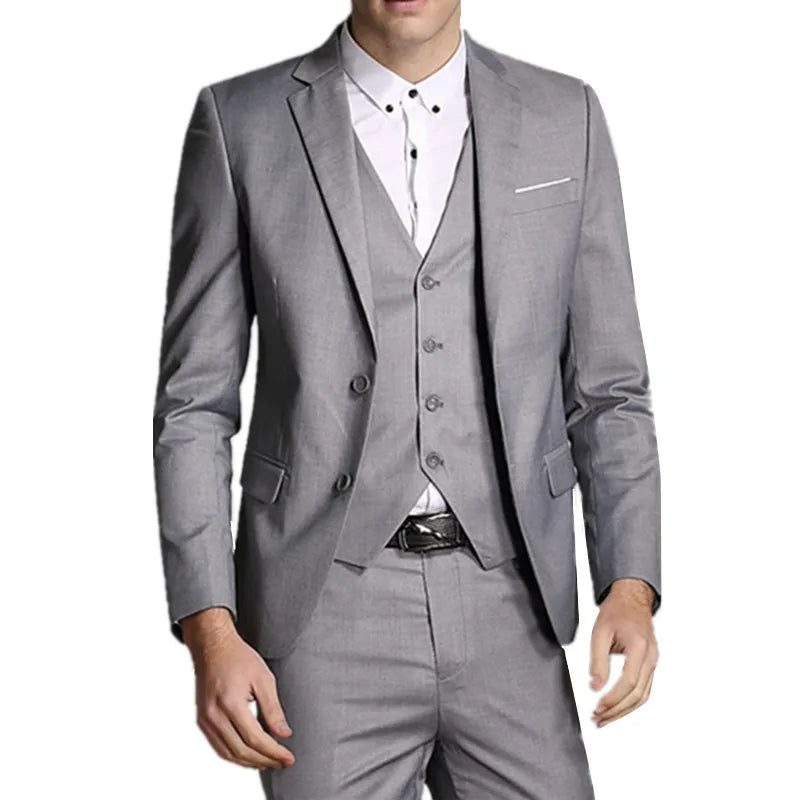 Blazers Pants Vest New Fashion Men Business Casual Suits / Male Solid Color Three Piece Sets Jacket Coat Trousers Waistcoat