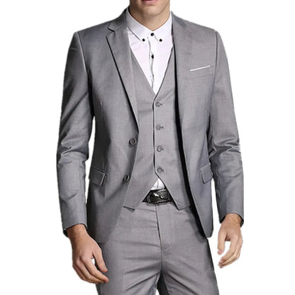 Blazers Pants Vest New Fashion Men Business Casual Suits / Male Solid Color Three Piece Sets Jacket Coat Trousers Waistcoat