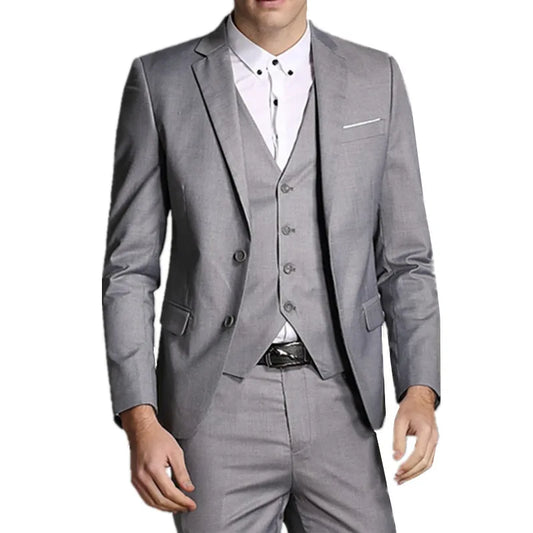 Blazers Pants Vest New Fashion Men Business Casual Suits / Male Solid Color Three Piece Sets Jacket Coat Trousers Waistcoat