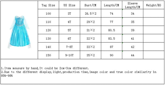Elsa Dress for Girls Birthday Kids Halloween Carnival Easter Party Dress Up Girls Anna Costume