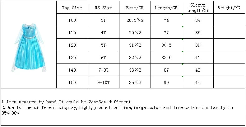 Elsa Dress for Girls Birthday Kids Halloween Carnival Easter Party Dress Up Girls Anna Costume