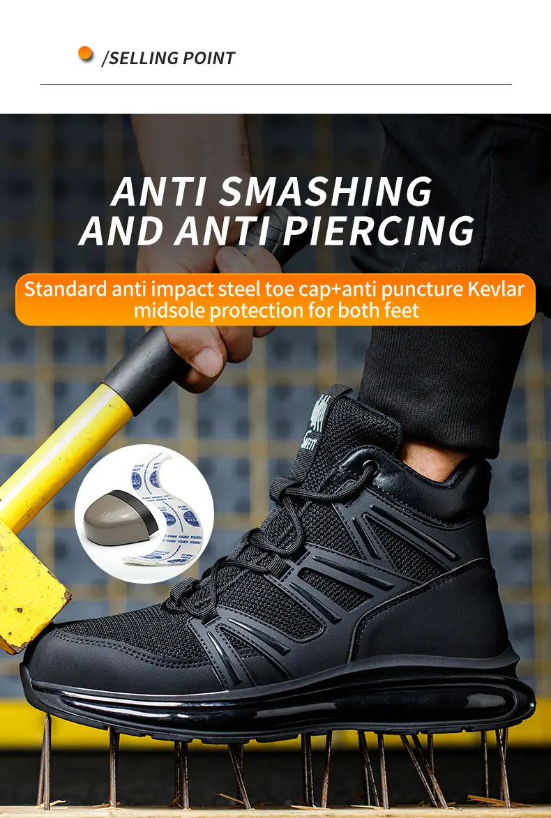 37-50 Fashion 2024 New Safety Shoes Men Anti-smash Work Shoes Anti Slip Indestructible Shoes Protective Sneakers Men Boots