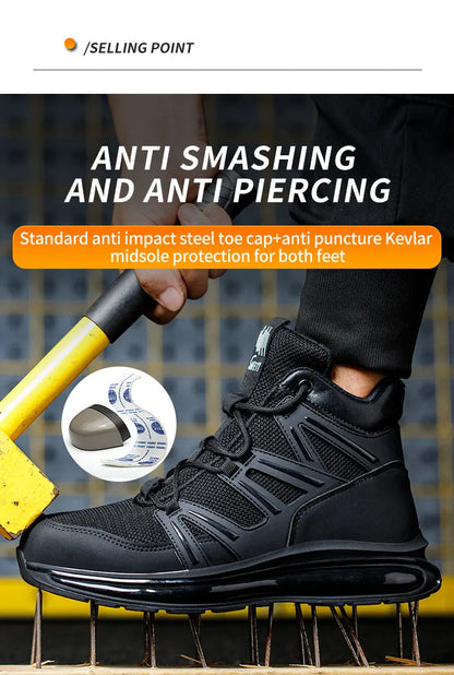 37-50 Fashion 2024 New Safety Shoes Men Anti-smash Work Shoes Anti Slip Indestructible Shoes Protective Sneakers Men Boots
