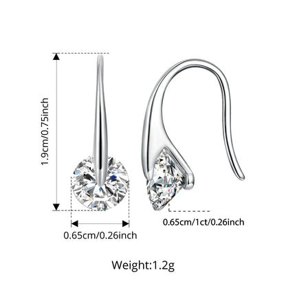 1CT Moissanite French Wire Hook Earrings Rotatable VVS1 Lab Diamond 925 Sterling Silver for Women Minimalist Jewelry Gift