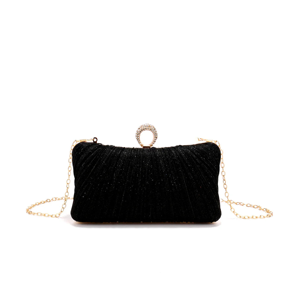 Valentine's Day Evening Bags Finger Ring Diamonds Clutch Ruched Fashion Prom Dinner Handbags With Chain Purse