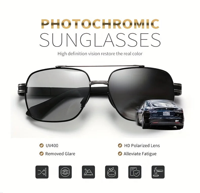 Brand Design Square Polarized Sunglasses Man Photochromic Sun Glasses Woman Anti-glare Driving Goggles Oculos zonnebril heren