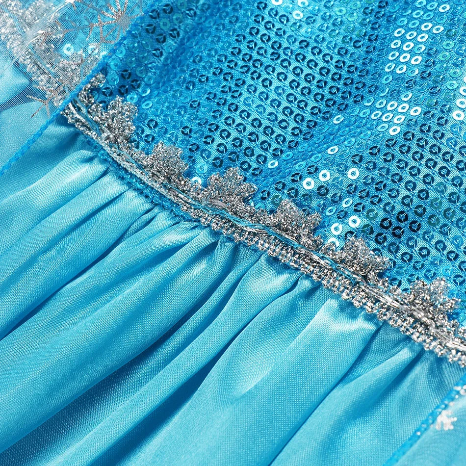 Girls Cosplay Snow Queen Elsa Snowflake Cape Costumes Kids Carnival Party Prom Gown Children Clothes Elsa Princess Dresses