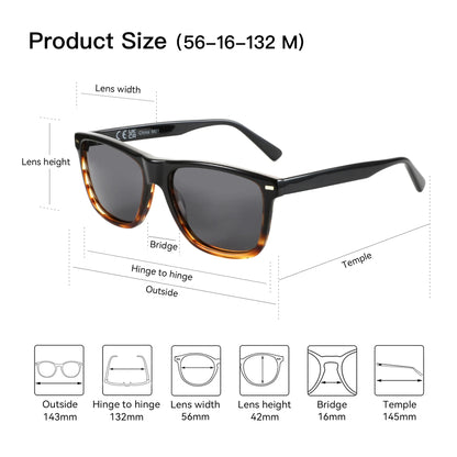 Fashion Square Polarized Sunglasses UV400 Protection Acetate Sun Glasses Classic Design Shade for Women Men