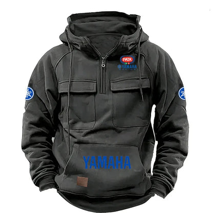 Zipper Hoodie for Outdoor Sports Enthusiasts, 2026 New Men's Fashion Half-Zip Pocket Autumn-Winter Hooded Sweatshirt
