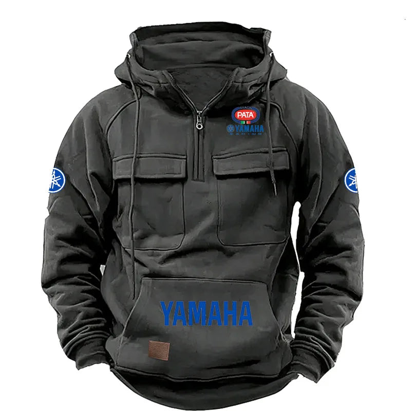 Zipper Hoodie for Outdoor Sports Enthusiasts, 2026 New Men's Fashion Half-Zip Pocket Autumn-Winter Hooded Sweatshirt