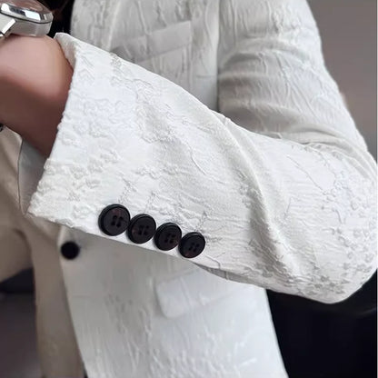 New Luxury Jacquard Floral Suit Jacket High Quality Men Business Slim Fit Casual Social Blazers Coats Formal Stage Prom Tuxedo