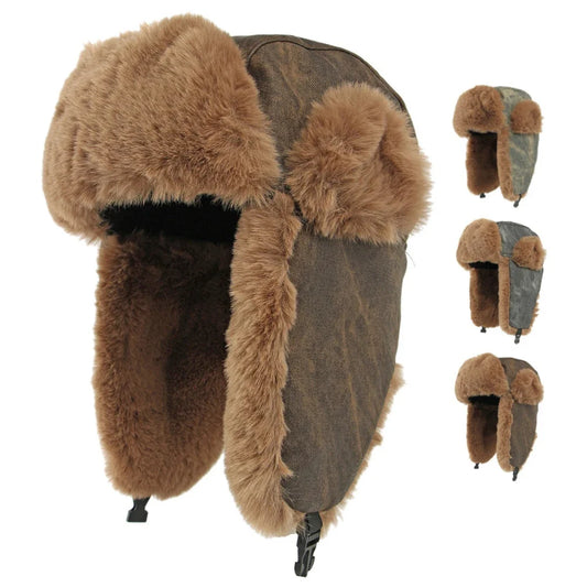 Russian Hat Thick Warm Winter Hats for Men Women Fluffy Fur Russian Hat Male Female Ski Earflap Cap Windproof Bomber Hat