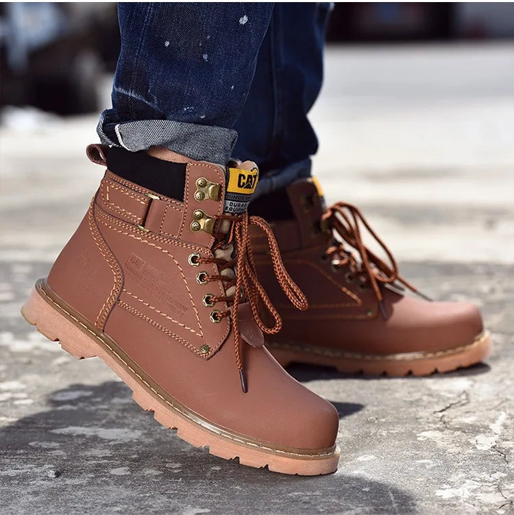 Genuine Leather Mens Women Winter Ankle Military Treking Snow Yellow Tactical Boots Outdoor for Men Work Shoes Sneakers