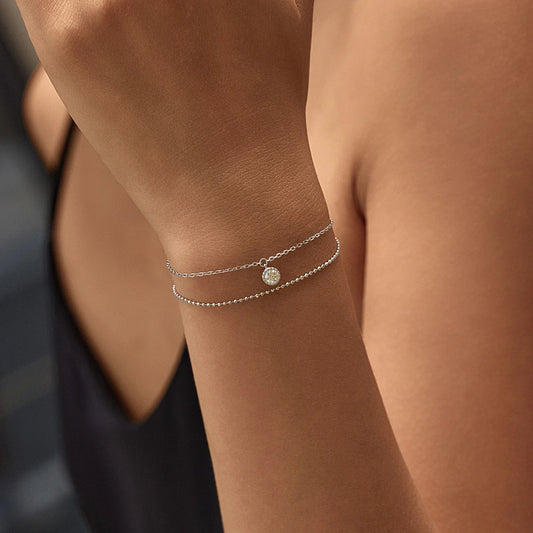 Bracelet en moissanite couleur D, argent sterling 925, double couche, diamant de laboratoire, bracelets simples pour femmes, bijoux fins, cadeaux