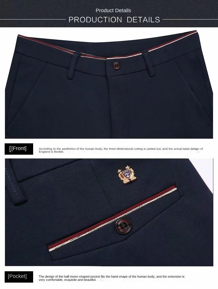 Stretch Suit Trousers for Men Office Pants Non-Ironing Slim Fit Bridegroom Suits Wedding Business Black Suit Pants Men