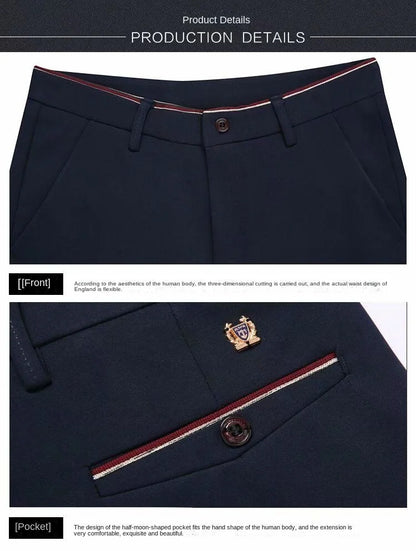 Stretch Suit Trousers for Men Office Pants Non-Ironing Slim Fit Bridegroom Suits Wedding Business Black Suit Pants Men