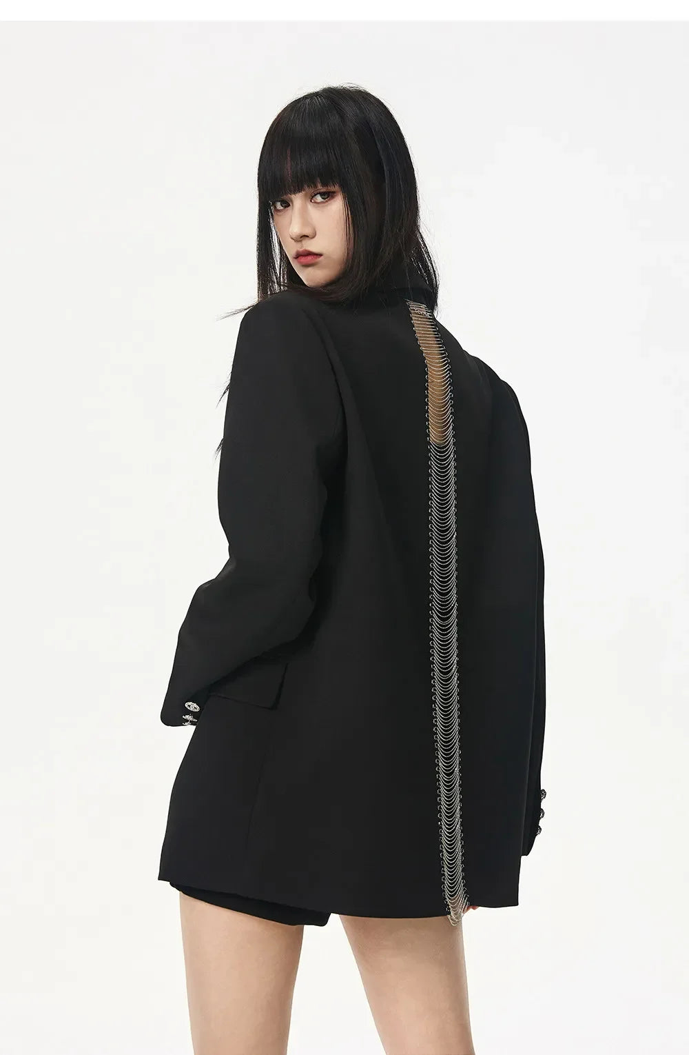 Women's Black Hollow Out Blazer Oversized Designer Suit Jacket Loose Fit Casual Office Blazer Fashion Coat Elegant Streetwear