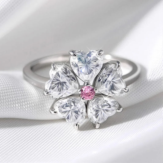 14K Plated 6 Gems Moissanite Rings for Women Luxury Wedding Lab Diamond Pure 925 Silver Band Fine Jewelry Female Ring GRA