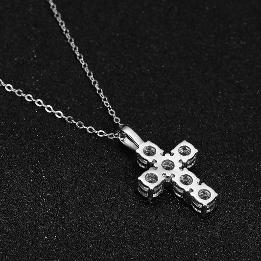 3ct D VVS1 Moissanite Cross Pendant Necklaces for Women Man Sparking Diamond with GRA 100% 925 Sterling Silver Necklace