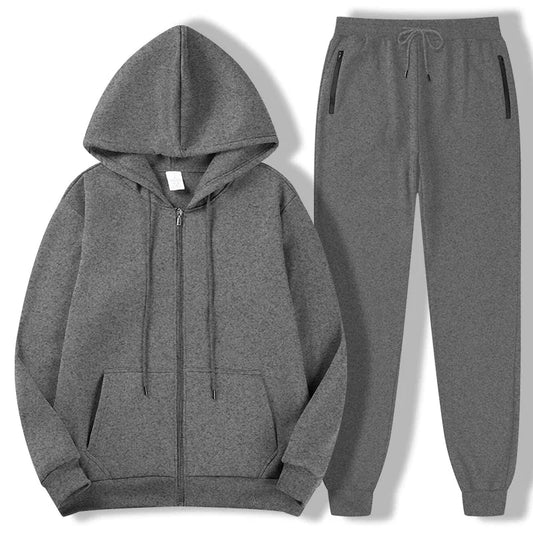 2025 Newest Men's Autumn Winter Collection Zip Hooded Sweatshirt and Trouser Two Piece Tracksuits