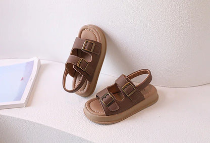 Kids Sandal 2024 New Summer Sandals for Boy Fashion Girls Thick Bottom Causal Sandals Children Beach Shoes Open-toe Hook Loop