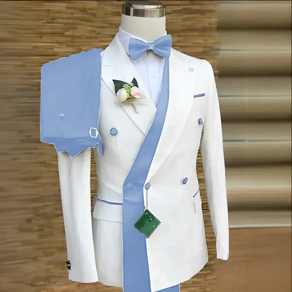 Bespoke Custom White Black Wedding Suit For Men New Design Slim Fit Groom Best Man Wedding Tuxedo Formal Prom Wear 2 Pieces Set