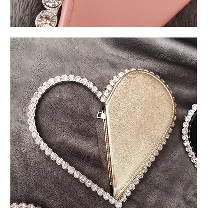 Diamond Red Heart Evening Clutch Women's Designer Chic RhinestoneBlack Wallet Wedding Party Sac A Main Heart Handbag for Woman