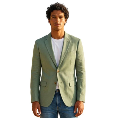 Linen Men Blazer for Summer Beach Party 1 Piece Sage Green Notched Lapel Slim Fit Man Suit Jacket Male Fashion Suit New XS-5XL