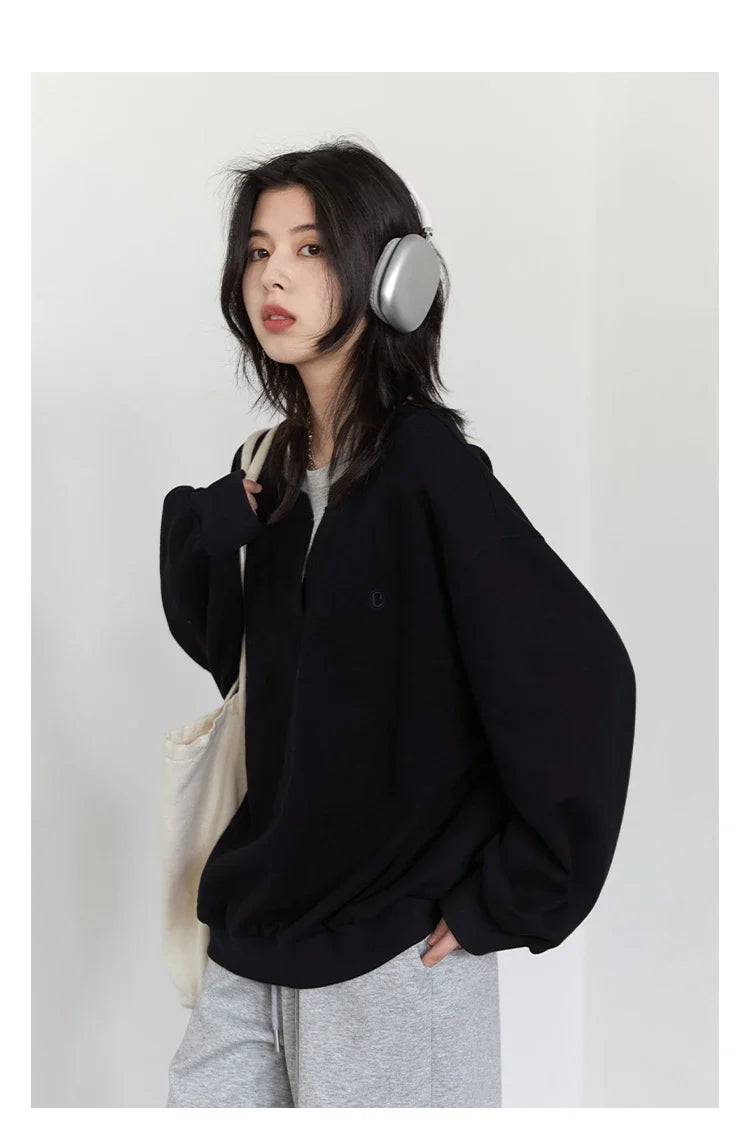Korean Women Sweatshirts Loose Casual New Contrast Splicing Hoodie Female Top Woman T Shirt Pullover Spring Autumn 2025