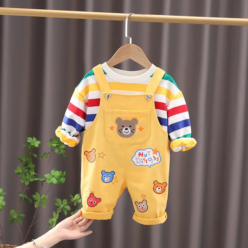 New Spring Autumn Baby Boys Clothes Suit Children Girls Fashion T-Shirt Overalls 2Pcs/Set Toddler Casual Costume Kids Tracksuits