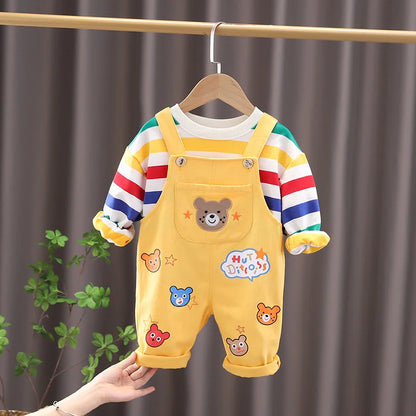 New Spring Autumn Baby Boys Clothes Suit Children Girls Fashion T-Shirt Overalls 2Pcs/Set Toddler Casual Costume Kids Tracksuits