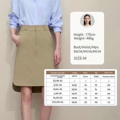 Mid Skirt 2026 Summer New Casual Workwear Style A-Line Skirt Women's solid Versatile Side Slit Women's clothing 12642098