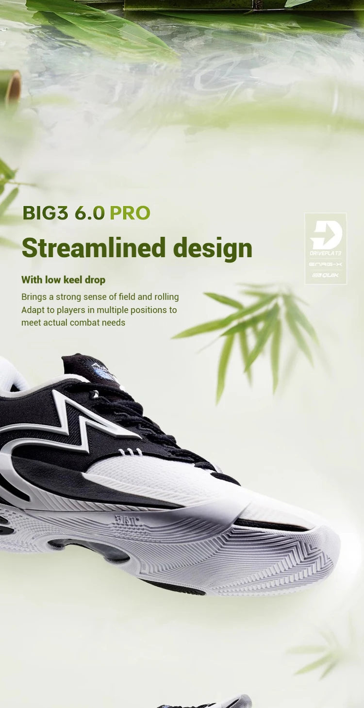 BIG3 6.0 Pro Men Basketball Shoes Carbon Plate Breathable Flexible Training Shock-Absorbing Male Sneakers 672521106