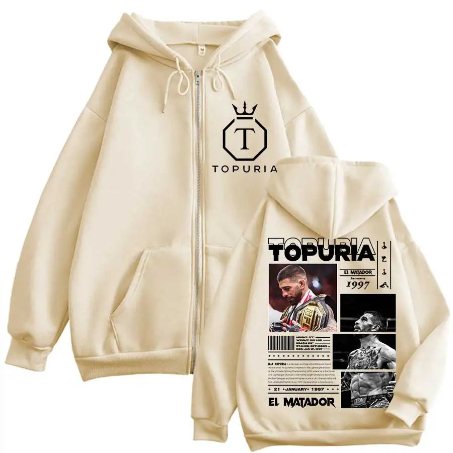 El Matador Ilia Topuria Hoodie Zipper Men Women Jacket Hiphop Streetwear Outfit Sweatshirt Tops TR6