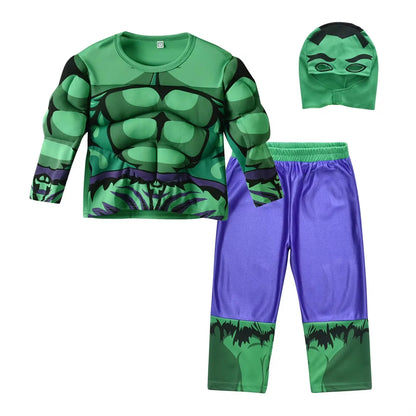 Hero Hulk Captain America Cosplay Costume Boy Kids Clothes Spiderman Muscle Suit Halloween Carnival Birthday Party
