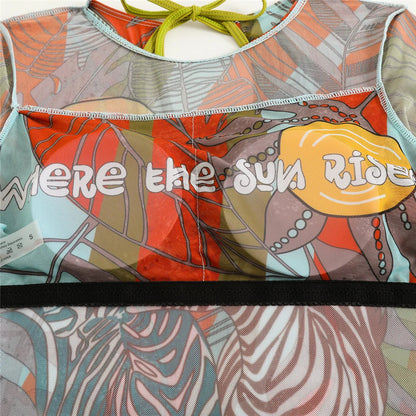 S - XXL Printed Long Sleeve With Sarong One Piece Swimsuit Women Swimwear Female Flowers Padded Bather Bathing Suit Swim V7181