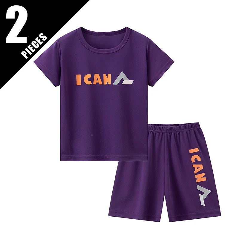 2/5-piece Set 2026 Summer Children's Multi-color Quick Drying Casual Suit Boys And Girls Versatile Short Sleeved Sports Shorts