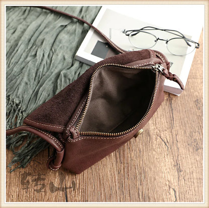 Handmade Retro Soft Cow Leather Women Bag 2026 New Simple Solid Color Shoulder Bags Leisure Ladies Small Messenger Bag