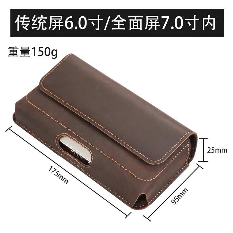 Genuine Leather Pouch For iphone 17Pro Max/17/16Pro Max/16Plus/15/15Pro Max/14Pro Max /14/13 Phone Holster Belt Clip Case Holder