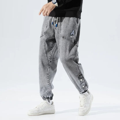 Korean Popular Clothes Jeans Casual Men Loose Fit Stretch Spandex Denim Jogger Pant Male Hip Hop Streetwear Trouser Big Size 8XL