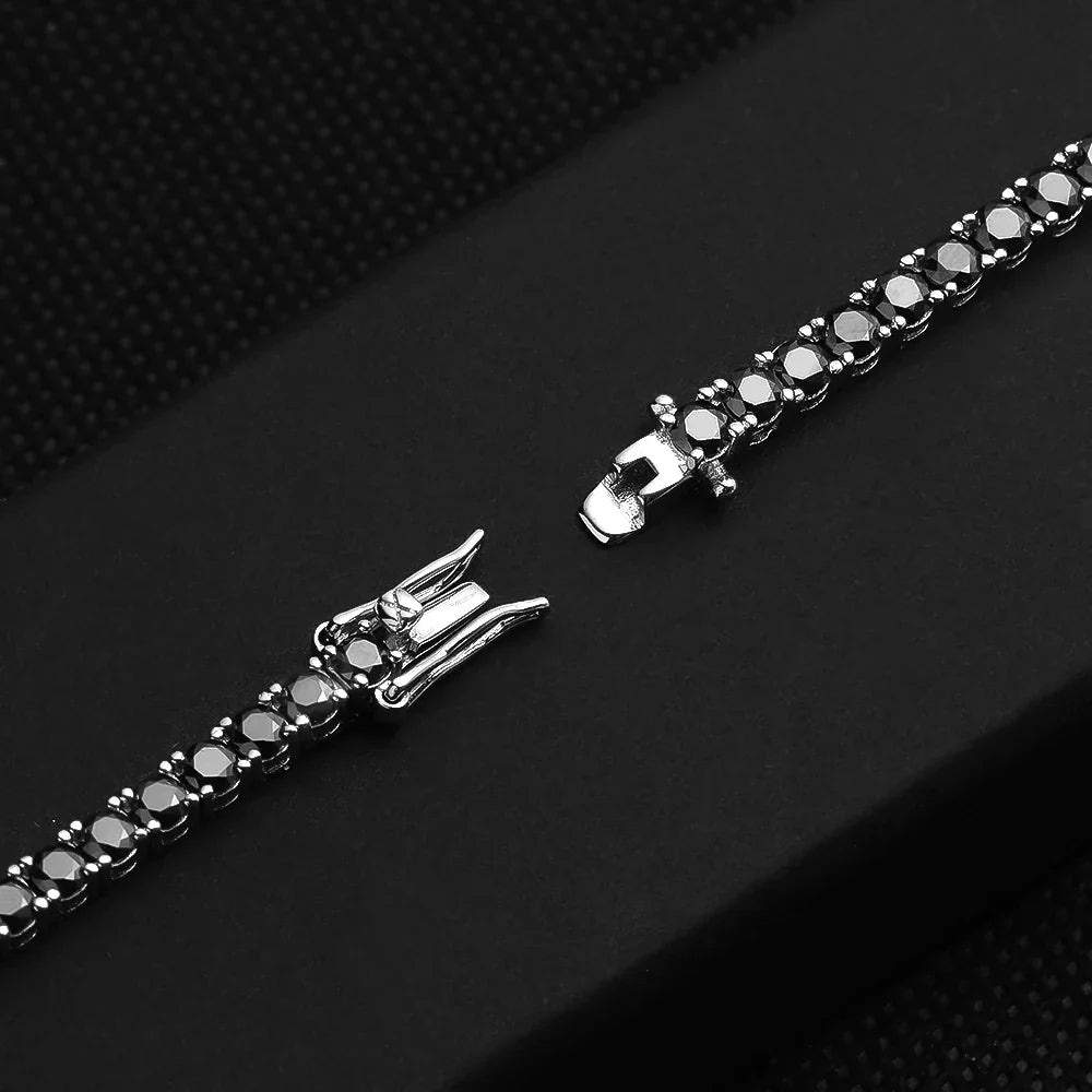 GRA Certified Full 3/4/5/6.5MM Black Moissanite Tennis Bracelet for Men Women S925 Silver Plated 18K Black Gold Bracelets