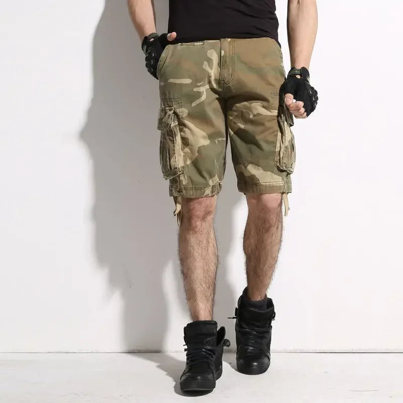 Camouflage Shorts Male Military Clothing Style Army High Quality Mens Cargo Shorts Cotton Multi Pockets Breeches Bermuda Cargo