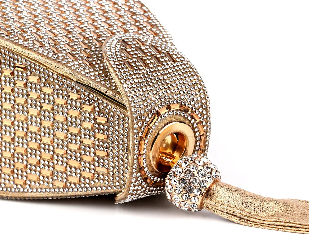 Fashion Lady Evening Bags Acrylic Day Clutch Triangle Design Diamonds Party Shoulder Handbags Banquet Purse