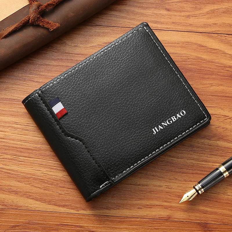 Homme court bifold en faux cuir masculina billetera porte-cartes d'identité porte-monnaie pochette couleur unie hombre business mince