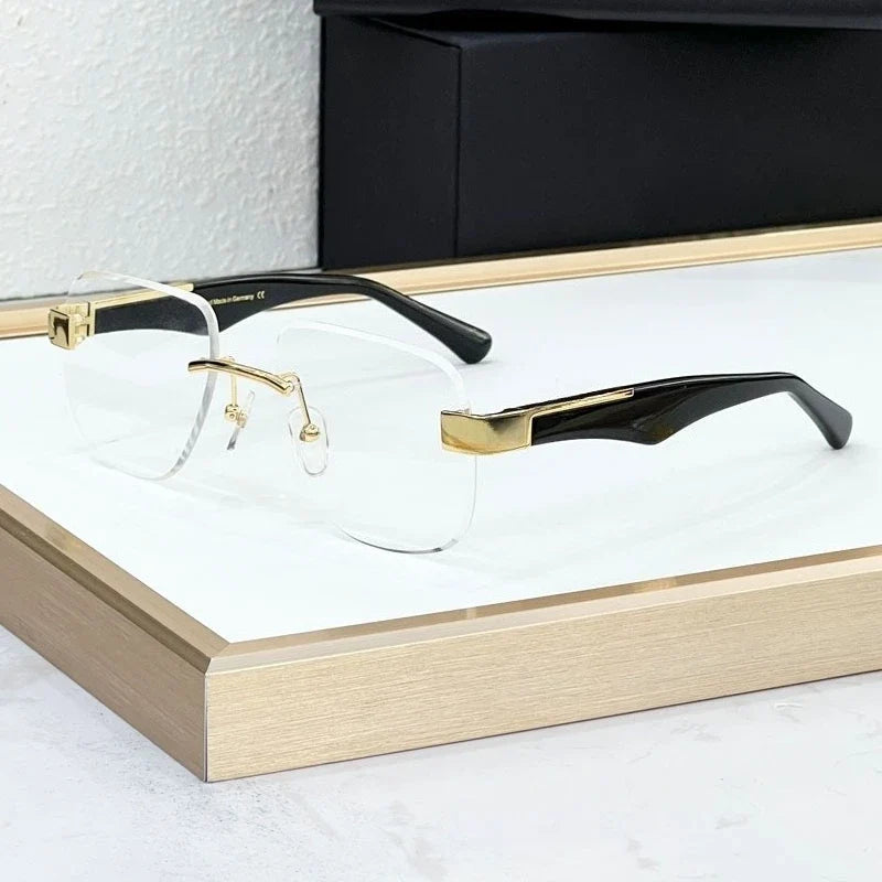The Magic I Rimless High Street Sunglasses Big Square Germany Trendy Alloy Acetate UV400 Top Quality Outdoor Unisex with Case