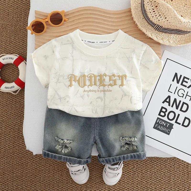 Summer Infant Boys Clothing For Children Casual Letter T-Shirt Shorts 2Pcs/Set Toddler Baby Girl Clothes Costume Kids Tracksuits