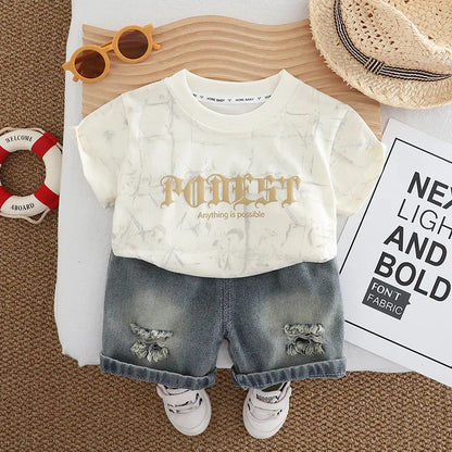 Summer Infant Boys Clothing For Children Casual Letter T-Shirt Shorts 2Pcs/Set Toddler Baby Girl Clothes Costume Kids Tracksuits