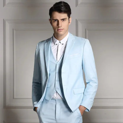Blazers Pants Vest New Fashion Men Business Casual Suits / Male Solid Color Three Piece Sets Jacket Coat Trousers Waistcoat